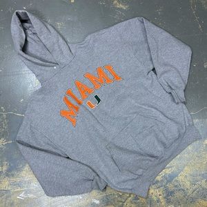 Miami Hurricanes Pull Over Hooded Sweater XL Grey Orange Green NCAA Football